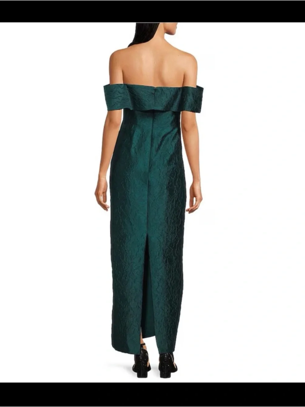 NWT Alex Marie Anika Off-The-Shoulder Sleeveless Jacquard Maxi Dress in Pine